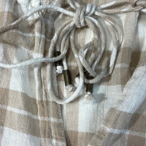 Pilcro By Anthropologie Bette Plaid Babydoll Blouse Cotton Linen Size small - Picture 12 of 16